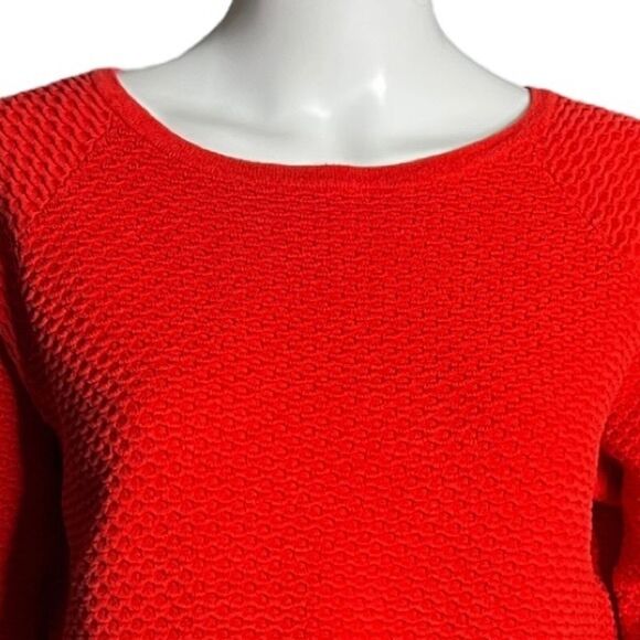 Mango Shirt Womens Small Red Waffle Knit Top Textured Casual Office Versatile - Picture 4 of 7